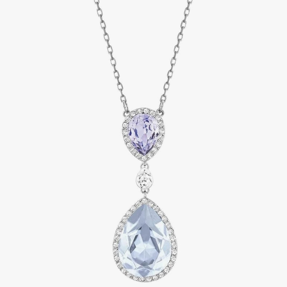 Swarovski Silver Colored Necklace with 2 Crystals